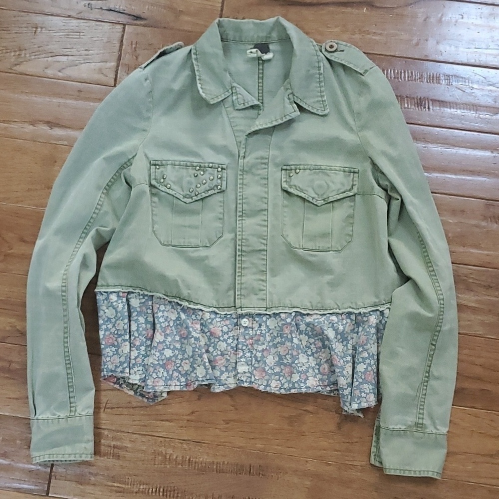 Free People Embellished Sergeant Ruffle Utility jacket